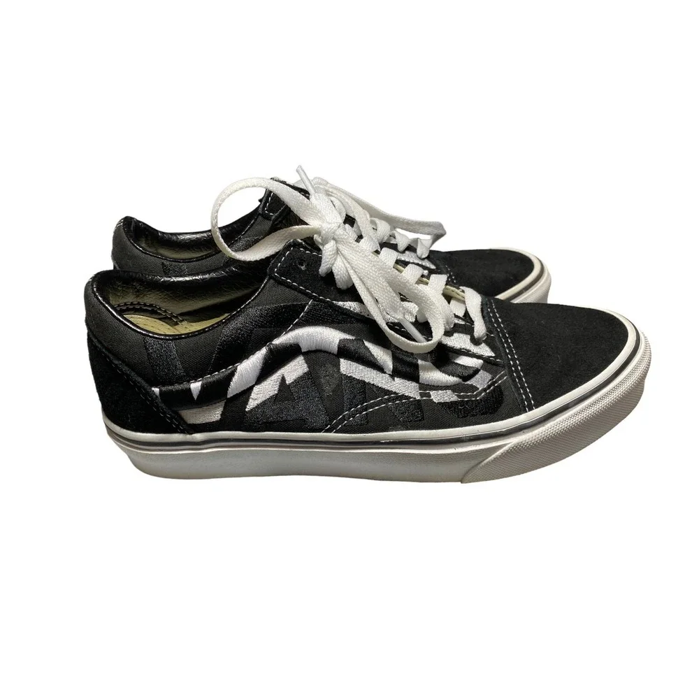 Vans Old Skool Classic Low Skate Shoes Black‎ White Mens Size 6.5 Women 8